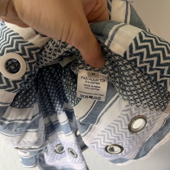 Dodo Bar Or Eviyatar Romper Revolve Grommet Detail Pockets Loose Fit Blue White - Picture 7 of 7